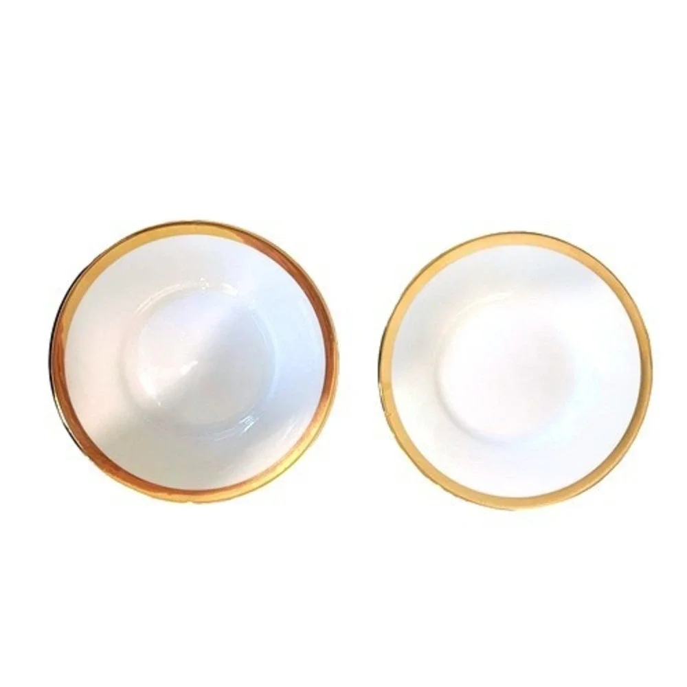 Pier 1 Gold Rim Porcelain‎ Dessert Plates Set 2 White Appetizer 6